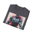 Charcoal crew neck RoboCop T-shirt with cyborg design cotton fabric