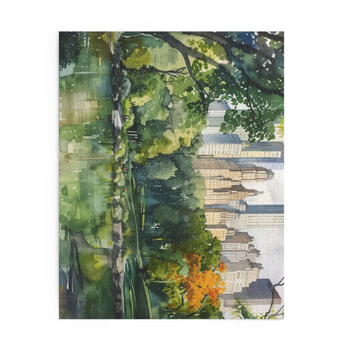 Central Park Watercolor Jigsaw Puzzle, 120 pcs, vibrant scenery and colors.