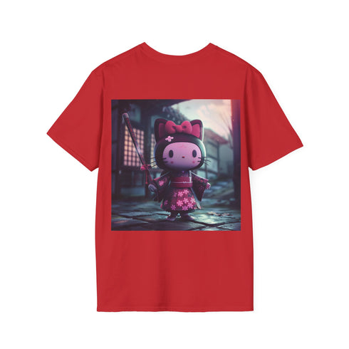 Kuromi x Hello Kitty Tee: Charcoal Cotton Crew Neck T-Shirt