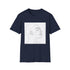 Minimalist charcoal face art T-shirt, soft cotton, elegant line design, regular fit.