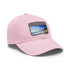 White Malibu Dreamin Baseball Cap with Light Brown Patch and Beach Image