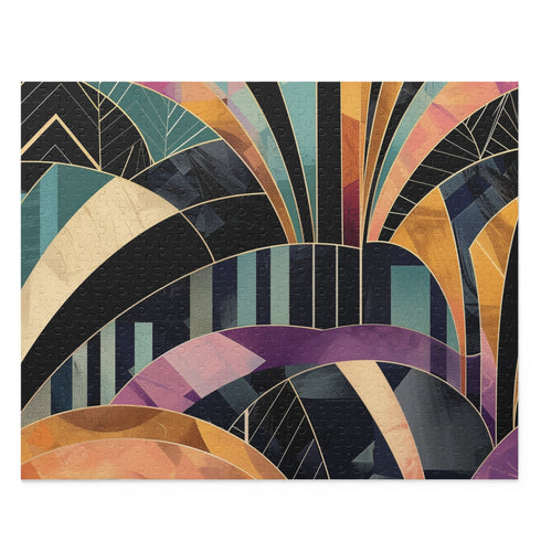 Abstract Deco Puzzle in Bold Colors & Intricate Patterns, 10"x8"