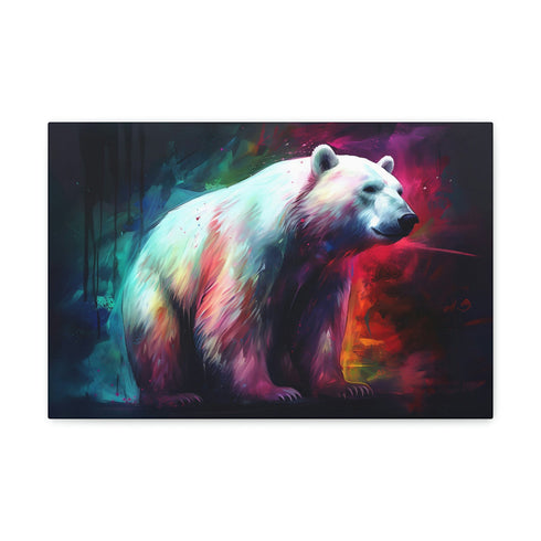 Majestic Arctic Polar Bear Canvas Print in 8x10 size Ocean Wildlife.
