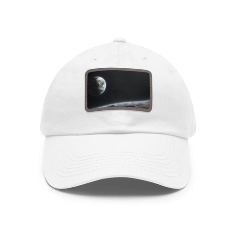 Earths Horizon Cap in White with Light Brown Patch - Cotton Unisex Vegan Hat