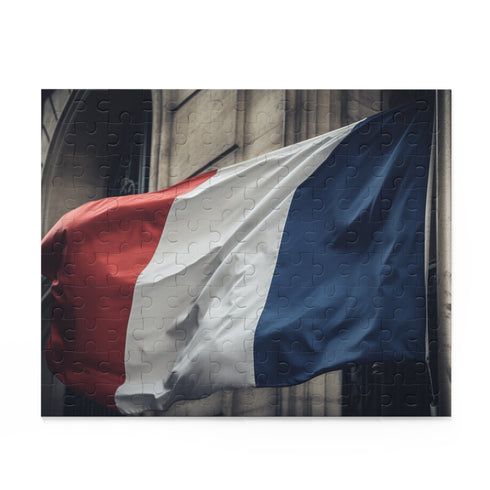 France Flag Jigsaw Puzzle, vibrant 10"x8" puzzle for Francophiles.