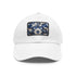 Midnight cerulean porcelain cap with white light brown rectangle patch.
