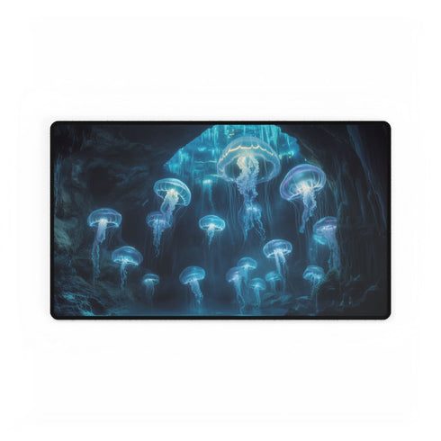 Bioluminescent Jellyfish Crystal Cave Gaming XXL Extended Desk Mat - View 2 | Prints With Passion