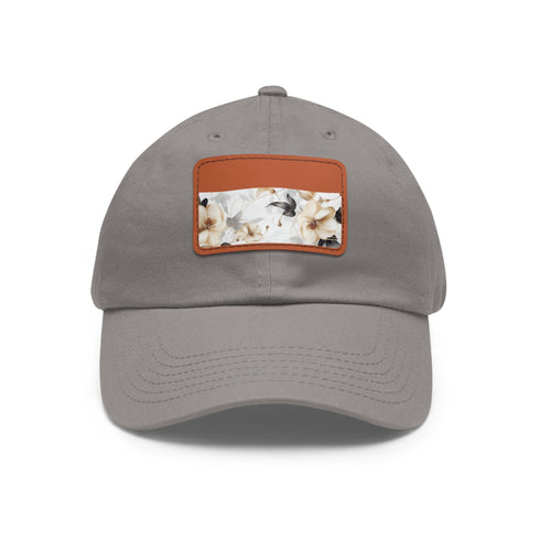 Botanical xray blossom cap in white with light brown patch.