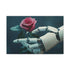 Cyber Roses Blooming from Robotic Hands Stretched Canvas Wall Art