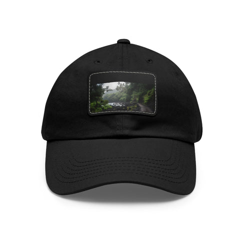White baseball cap with Maui Island Paradise patch, rectangle shape.
