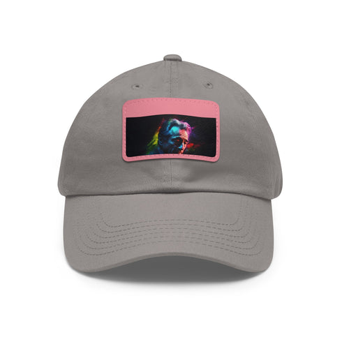 White baseball cap with light brown patch, perfect for casual outings.