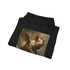 Whimsical navy hoodie with pigs flying in the sky illustration.