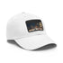 White cotton hat with light brown rectangular patch, Lightning Speed R8.