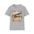 Charcoal vintage airplane adventure t-shirt featuring travel stamps on soft cotton fabric