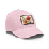 Blooming Blossoms Baseball Cap in White with Light Brown Rectangle Patch.