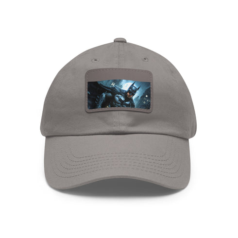 Dark Knight Legacy Gotham City Baseball Cap in White with Light Brown Patch - Unisex Vegan Cotton Hat.