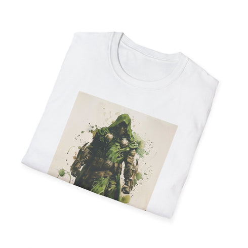 Charcoal cotton t-shirt featuring iconic Doctor Doom in green and silver armor
