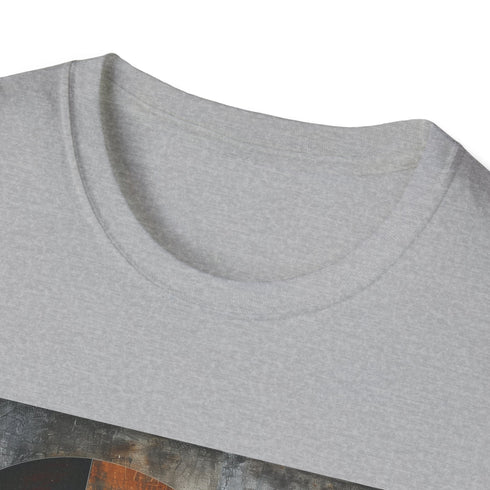 Charcoal geometric t-shirt with captivating abstract design in soft cotton fabric