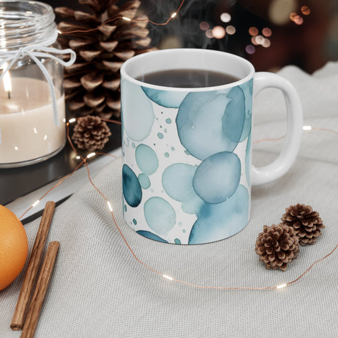 Mesmerizing icy blue eye pattern ceramic mug for morning coffee.