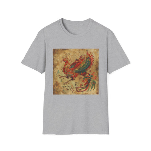 Mythical phoenix rising graphic t-shirt in charcoal, regular fit.