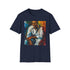 Charcoal cotton T-shirt with vibrant Harry Belafonte portrait in crew neck style