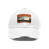 Stylish Angkor Wat-themed white cap with brown patch design.