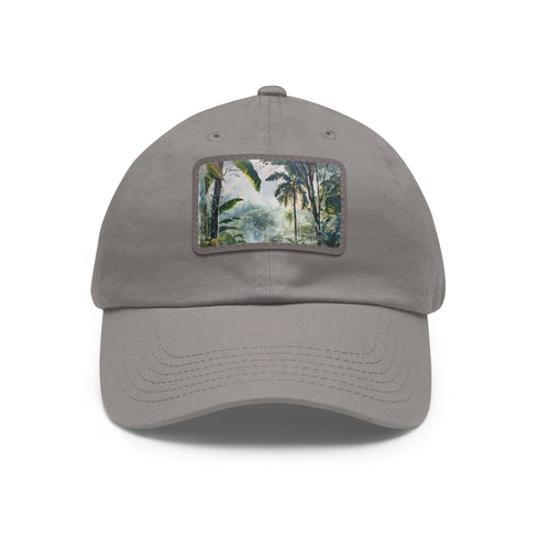 Cotton baseball cap with Congo rainforest watercolor design.