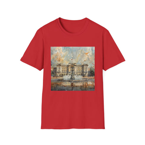 Royal Watercolor Buckingham Palace T-Shirt Charcoal Cotton Crew Neck Mens/Womens Regular Fit