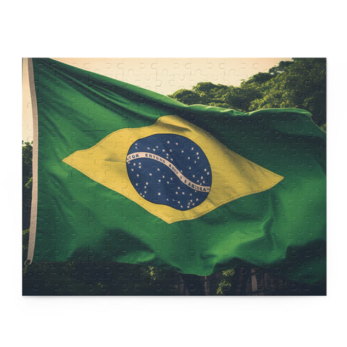 Colorful Brazil flag jigsaw puzzle, 10x8 inches, 120 pieces.