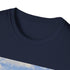 Charcoal retro camper van t-shirt with vibrant seaside design