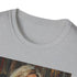 Charcoal cotton crew neck T-shirt displaying J.K. Rowling's vivid painting