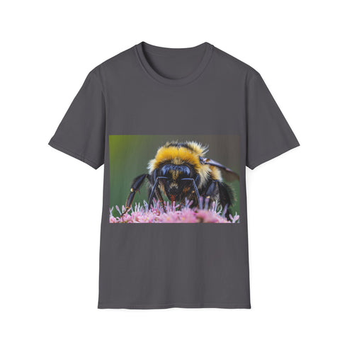 Vibrant charcoal bumblebee watercolor tee, summer pick for nature & art lovers.