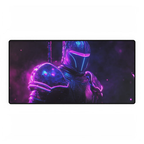 Cyberpunk Neon Armor Knight Sci-Fi Gaming XXL Extended Desk Mat - View 1 | Prints With Passion