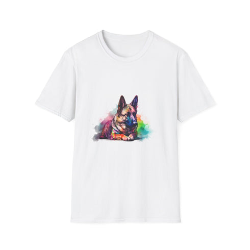 Elegant German Shepherd watercolor tee in Charcoal, size S.