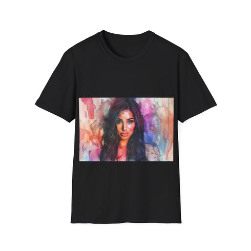 Watercolor Kim Kardashian Tee, Charcoal, Crew Neck, Regular Fit. Summer Picks.