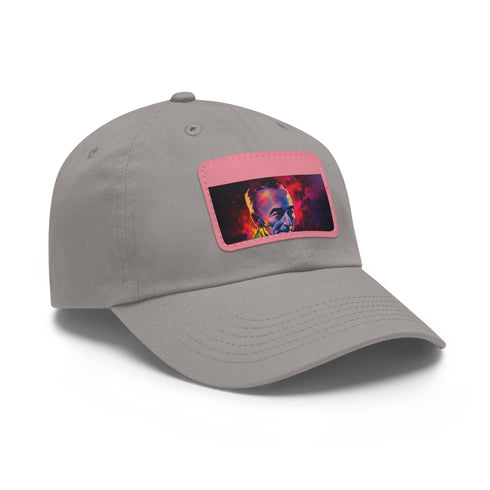 Bright neon unisex cotton hat with unique light brown patch.