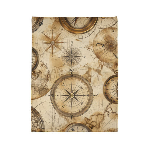 Vintage Cartography Explorer Maps Seamless Plush Fleece Throw Blanket - View 10 | Prints With Passion