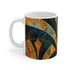 Chic abstract deco ceramic coffee mug with 11oz capacity.