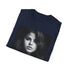 Selena Gomez charcoal T-shirt with vibrant watercolor brushstrokes.