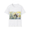 Charcoal cotton watercolor t-shirt featuring buzzing bumblebee design in vibrant colors