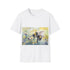 Charcoal cotton watercolor t-shirt featuring buzzing bumblebee design in vibrant colors