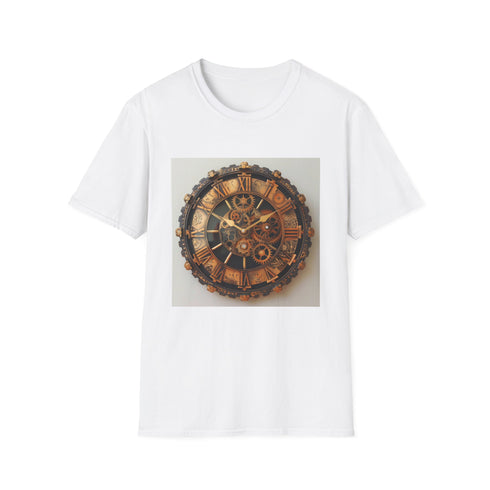 Charcoal regular fit steampunk t-shirt with intricate clockwork gears and cogs design