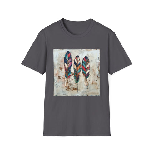 Spirit of Freedom Boho Feather T-Shirt in Charcoal for Men/Women