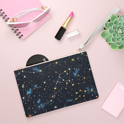 Celestial inspired clutch bag with Constellation Stars all-over print design.
