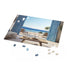 Blue Wood Puzzle with Charming Window and Opened Door Design