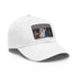 French flag baseball cap in white with light brown rectangle patch.