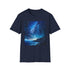 Charcoal cotton t-shirt with vibrant Milky Way painting crew neck design