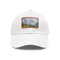 Swiss Alps watercolor cap in white with light brown patch, rectangle shape.