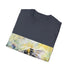Charcoal cotton tee with vibrant watercolor bumblebee design
