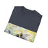 Vibrant bumblebee watercolor tee in charcoal for men and women.